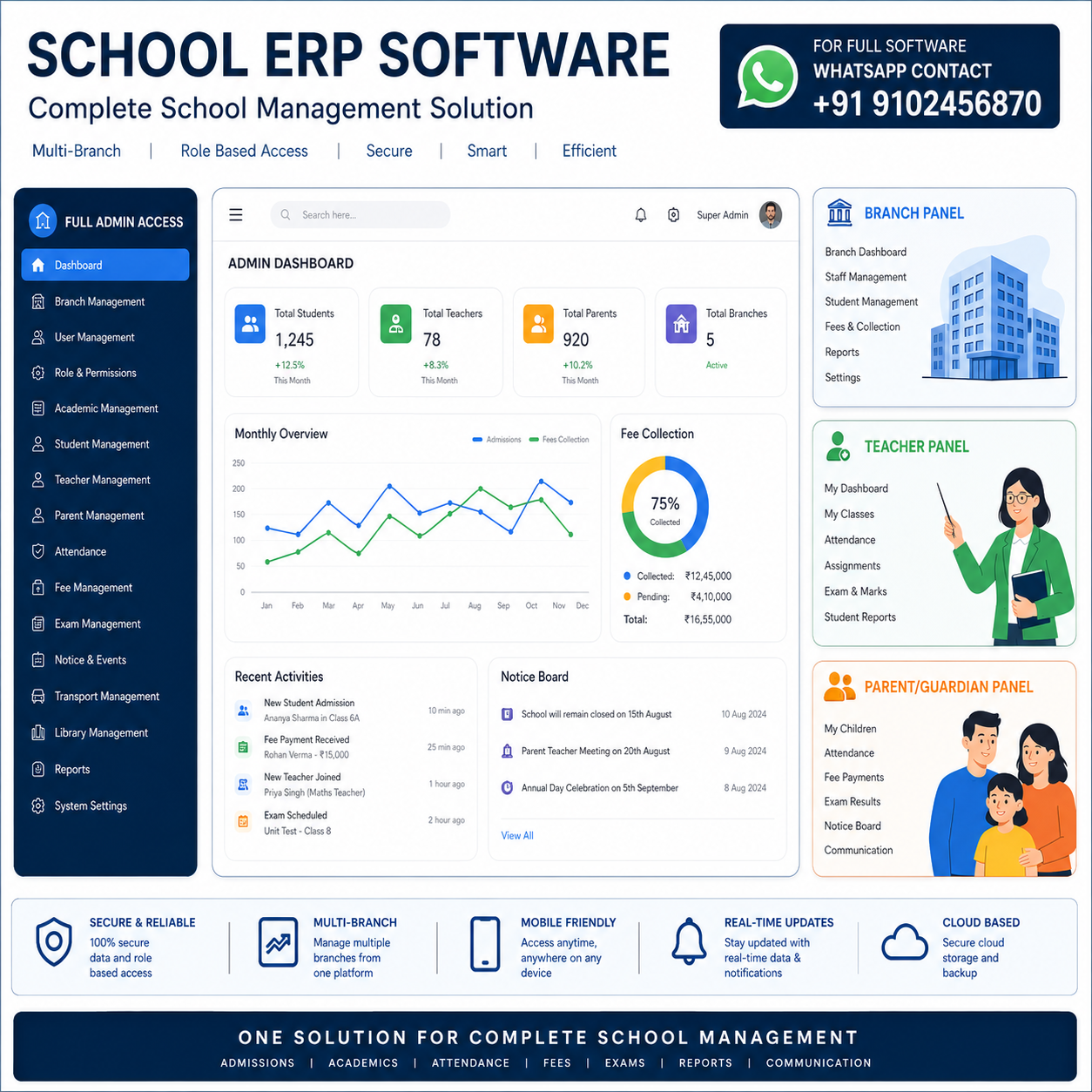 SCHOOL ERP SOFTWARE + Website